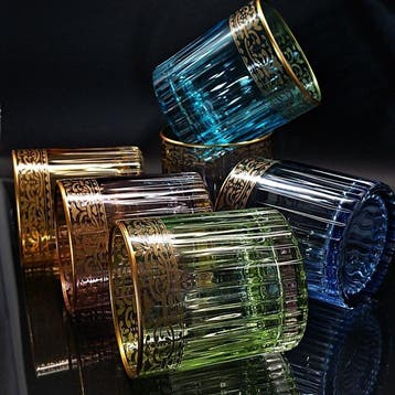Artemisia - Drinkset (6) - Kristal, gouden zecchino - Whisky, Antiek en Kunst