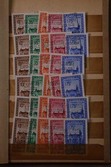 Luxemburg 1936 - Voorraad 51 stuks F.I.P. serie in klein, Gestempeld