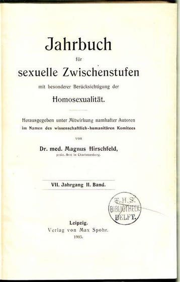 Magnus Hirschfeld - Jahrbuch für sexuelle Zwischenstufen Bd.