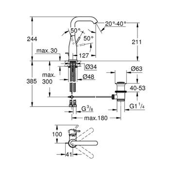 Wastafelmengkraan Grohe Essence 1 Hendel Met Waste L Cool, Ophalen of Verzenden, Nieuw