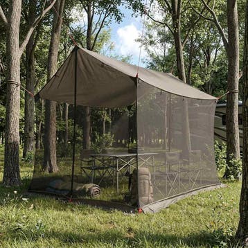 vidaXL Campingzeil met gaaswanden 270 x 210 x 210 cm Bruin, Caravans en Kamperen, Tenten, Verzenden, Nieuw, Tot en met 2