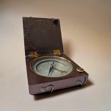 Joseph Schablass - Landmeter kompas - Hout, Messing, Glas,