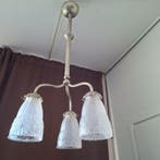 Kroonluchter - vernikkeld brons/koper. persglas