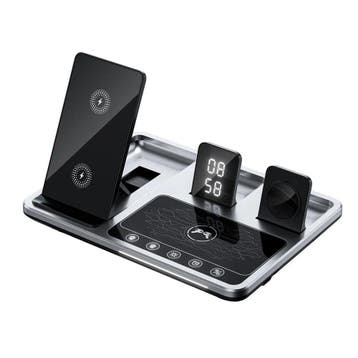 DrPhone TimeCharge – 4-in-1 Draadloze Oplader Dock met Klok, Verzenden, Nieuw