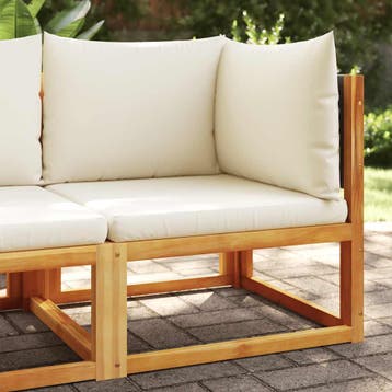 vidaXL Tuinhoekbank met kussens acaciahout & rotan, Tuin en Terras, Verzenden, Nieuw, Hardhout