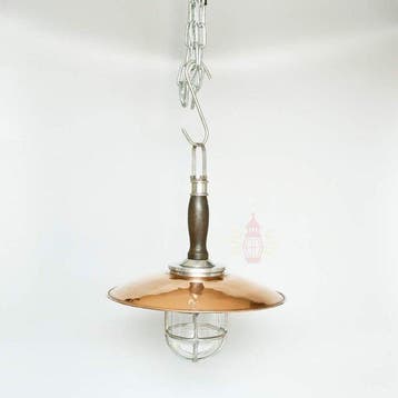 Wandlamp - Messing, Glas - Industrieel kooi-lamp