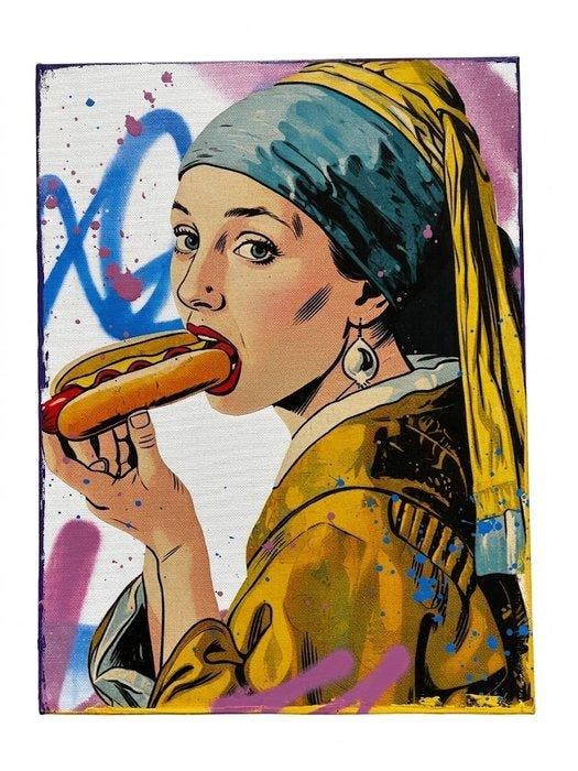 TOM THE ARCHITECT - Hot Dog DAY - Original Canvas - No, Antiek en Kunst, Kunst | Schilderijen | Modern