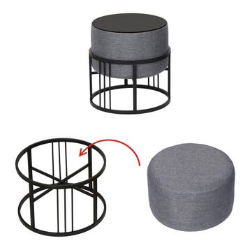 Krukje en bijzettafel Tas rond 2-in-1 set stapelbaar donkerg, Verzenden, Nieuw