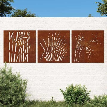vidaXL Wanddecoratie tuin 3 st grasontwerp 55x55 cm, Verzenden, Nieuw