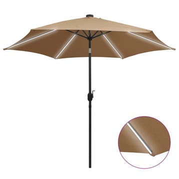 vidaXL Parasol met LED-verlichting en aluminium paal 300 cm, Verzenden, Nieuw, 3 tot 4 meter