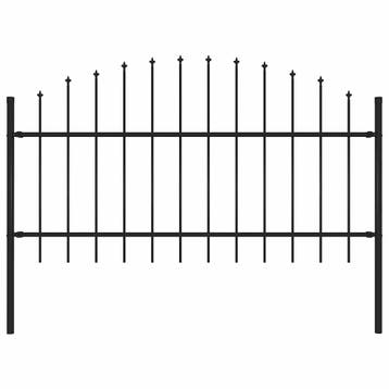 vidaXL Tuinhek Woerden met speerpunt staal 180x125 cm zwart, Verzenden, Nieuw, IJzer, 1 tot 2 meter