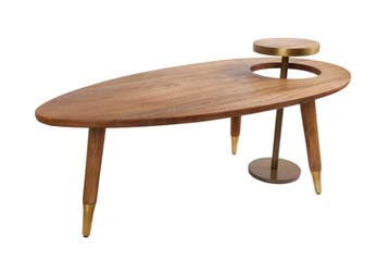 Massief houten salontafel GATSBY 110 cm bruin goud mango, Ophalen of Verzenden, Nieuw