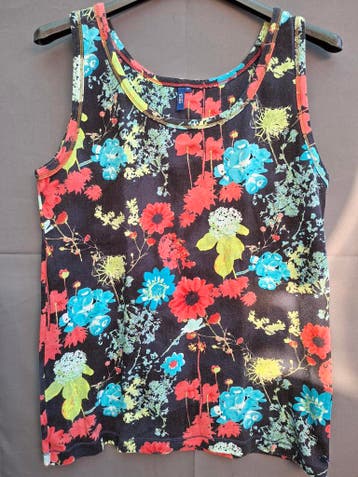 Cecil tanktop zwart bloemenprint maat XL, Zwart, Maat 46/48 (XL) of groter, Zo goed als nieuw, Zonder mouw