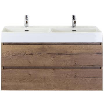 Maxx XL Badmeubelset 120 cm - Tabacco - Wastafel Kube Dubbel, Ophalen of Verzenden, Nieuw
