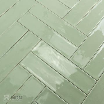 Handvorm tegels 7,5 x 30 cm jade groen, Verzenden, Nieuw