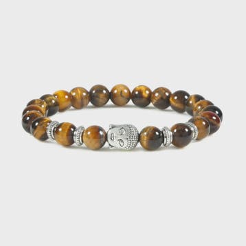 Natuurstenen Buddha Armband met Tijgeroog Kralen - Elastisch, Verzenden, Nieuw