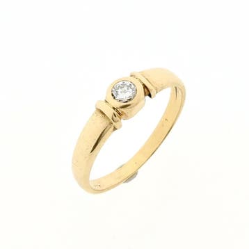 Gouden solitair ring met diamant; 0,14 ct., 18 tot 19, Gebruikt, Overige kleuren, Ophalen of Verzenden