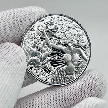 Samoa. 2 Tala 2025 – Mermaid & Pearl – 1 oz Silver Coin –, Postzegels en Munten
