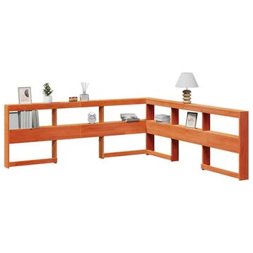 vidaXL Boekenkast Hoofdeinde L-vormig 200 cm grenenhout, Verzenden, Nieuw, Bruin, Hout