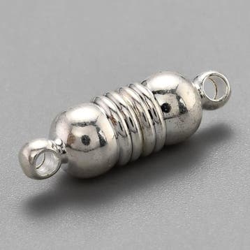 2 x Magneetsluiting ovaal 18 x 6 mm – gat 1,6 mm – zilve, Ophalen of Verzenden, Nieuw, Kraal
