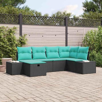 vidaXL Bankstel 7 st poly rattan, Tuin en Terras, Tuinsets en Loungesets, Verzenden, Nieuw, Rotan, 7 zitplaatsen