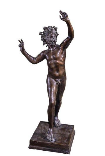 sculptuur, The Dancing Faun - 85 cm - Gepatineerd brons, Antiek en Kunst