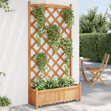 vidaXL Plantenbak met latwerk massief vurenhout bruin, Verzenden, Nieuw, Hout