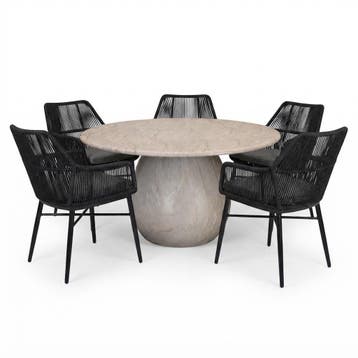 Dante Chianti dining tuinset 140xH75 cm 6 delig polystone, Ophalen of Verzenden, Nieuw