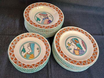 Cecconi Orvieto - Tafelservies (18) - Majolica - Met de hand