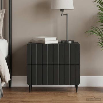 vidaXL Nachtkastje met lade Zwart 62 x 34,5 x 49,5 cm, Minder dan 45 cm, Verzenden, Nieuw, Minder dan 55 cm