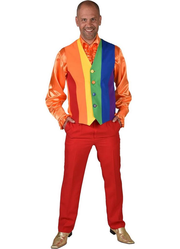 Regenboog Gilet Heren, Kleding | Heren, Carnavalskleding en Feestkleding, Nieuw, Ophalen of Verzenden