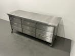 Mobiele RVS werktafel met lades | 2000x700x920mm, Ophalen of Verzenden, Nieuw in verpakking, RVS Meubilair