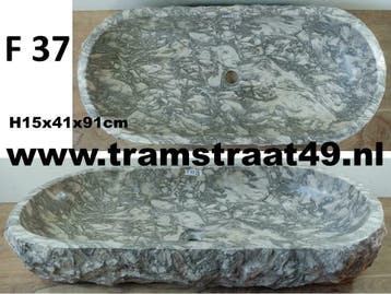 Grijs / wit marmer wastafels | trog wasbak | lange wasbakken, Nieuw, Wasbak of Wastafel, 25 tot 50 cm, 50 tot 100 cm