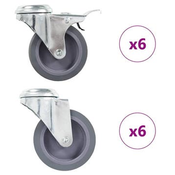 vidaXL 12 st Zwenkwielen met boutgaten 75 mm, Verzenden