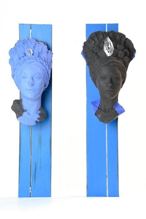 Francioni Mastromarino (1978) - Coppia di sculture blu da, Antiek en Kunst, Kunst | Designobjecten