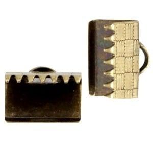 2 x DQ metaal lintklem 10 mm – geelkoperkleur (Nikkelvrij), Ophalen of Verzenden, Nieuw, Kraal