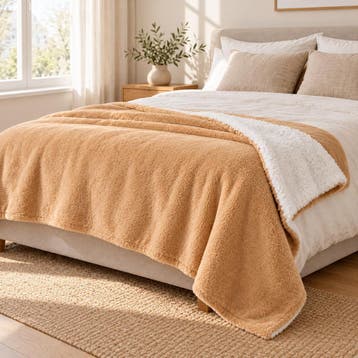 Sherpa plaid beige 150x200 cm – zachte woondeken – nieuw, Verzenden, Beige, Nieuw, Sherpadeken