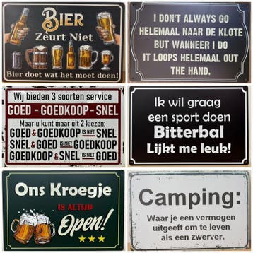 Tekstborden van metaal wandborden met spreuken 3000 soorten, Ophalen of Verzenden, Nieuw