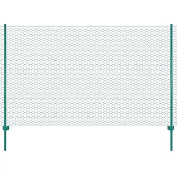 vidaXL Draadgaashek met palen 25x2 m staal groen, Verzenden, Nieuw, IJzer, 2 meter of meer