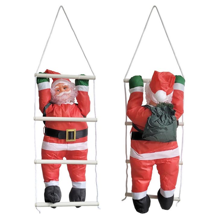 Klimmende Kerstman 60 cm op ladder 85x25 cm, Diversen, Kerst, Verzenden