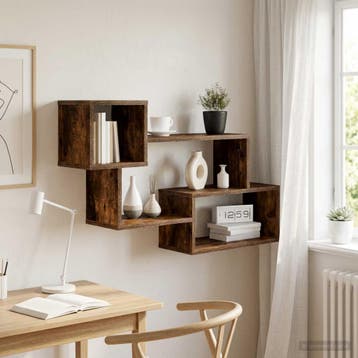 vidaXL Drijvende plank Muurmontage Gerookt eiken 87 x 20 x, Verzenden, Nieuw