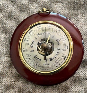 Aneroid barometer - Messing, Hout, Antiek en Kunst