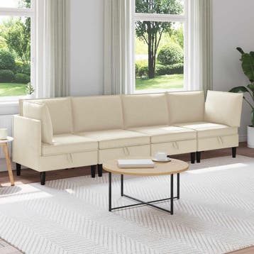 vidaXL Woonkamer Meubelset 4 st Crèmekleurig Stof, Verzenden, Nieuw, Stof, Minder dan 150 cm