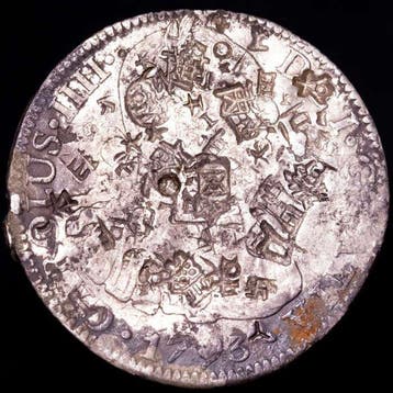 Spanje. Carlos IV. 8 Reales 1793 Mexico FM Resellos
