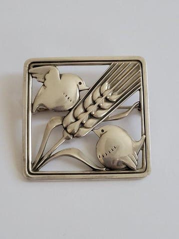 Georg Jensen - Broche Zilver - Nr. 250 – Vogels en Tarwe