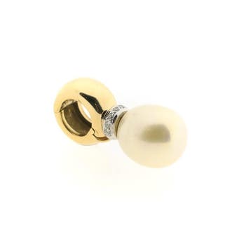 Gouden hanger met parel en diamanten; 0,035 ct., Ophalen of Verzenden, Gebruikt, Goud, Overige merken