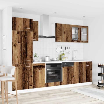 vidaXL Keuken Eenheid Lyon 8 st Oud hout Bewerkt hout, Huis en Inrichting, Keuken | Keukenelementen, Verzenden, Nieuw, Bruin