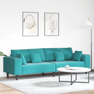 vidaXL Bank Turquoise 250 x 77 x 76 cm Fluweel, Verzenden, Nieuw, Stof, Minder dan 150 cm