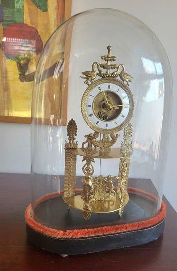 Skeletklok - messing, glas, hout. - 1850-1900, Antiek en Kunst