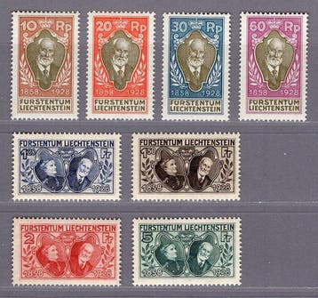Liechtenstein 1928 - Regeringsjubileum, postfris - ANK, Gestempeld